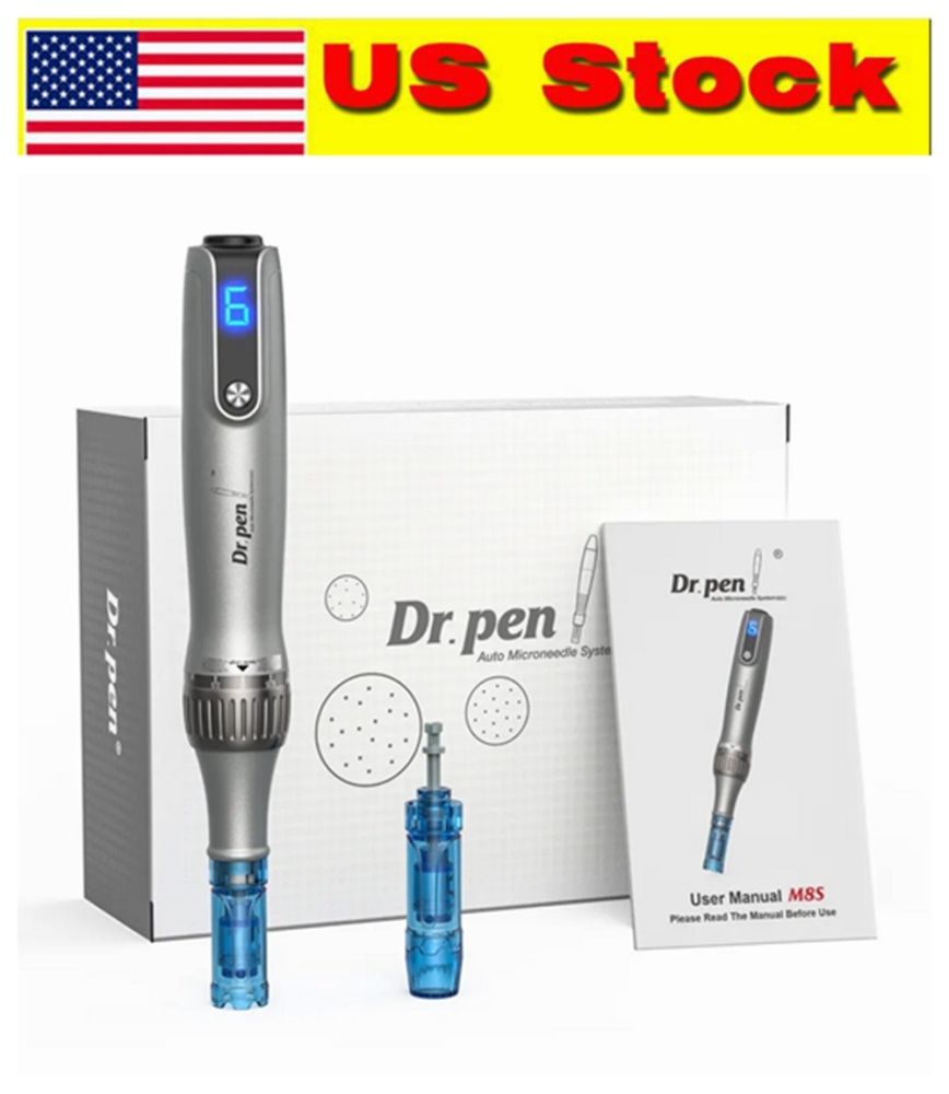 USA Warehouse Stock Portable Wireless Auto Derma Pen Dr.pen M8S with 5pcs 18pins Needle Cartridge Microneedling Derma Roller Skin Care MTS Rejuvenation