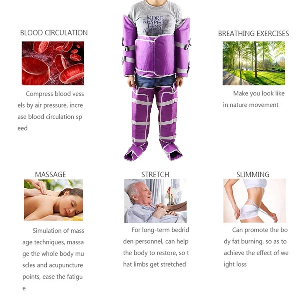 New Electric Air Compression Body Massager Air Circulation Pump Leg Wraps Foot Ankles Socks Detoxification Machine EMS