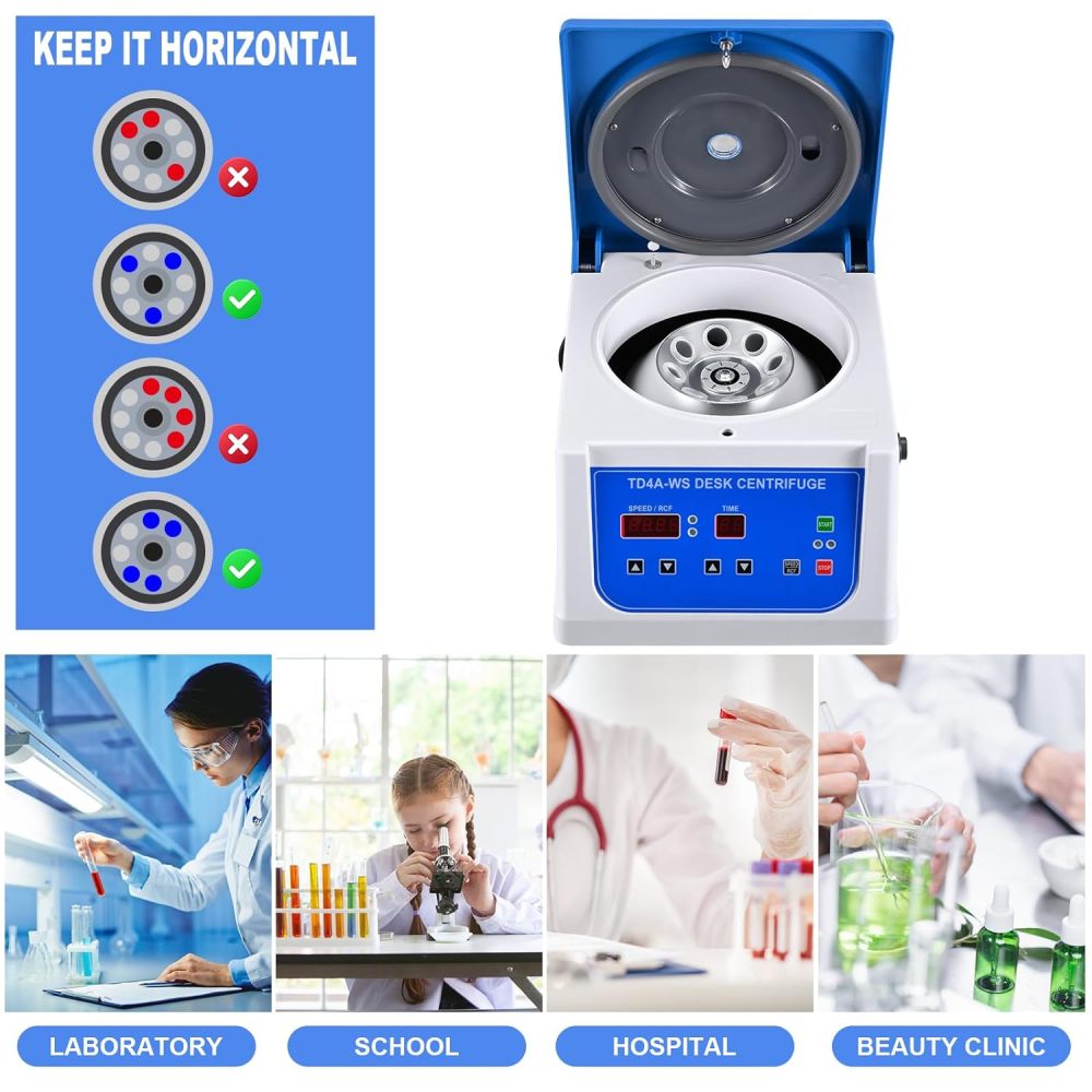 PRP Centrifuge Lab Desktop Centrifuge Machine with 12x15ML Place Rotor, 110 V Variable Speed 500-4,000 RPM Benchtop Centrifuge,90 Min Timer