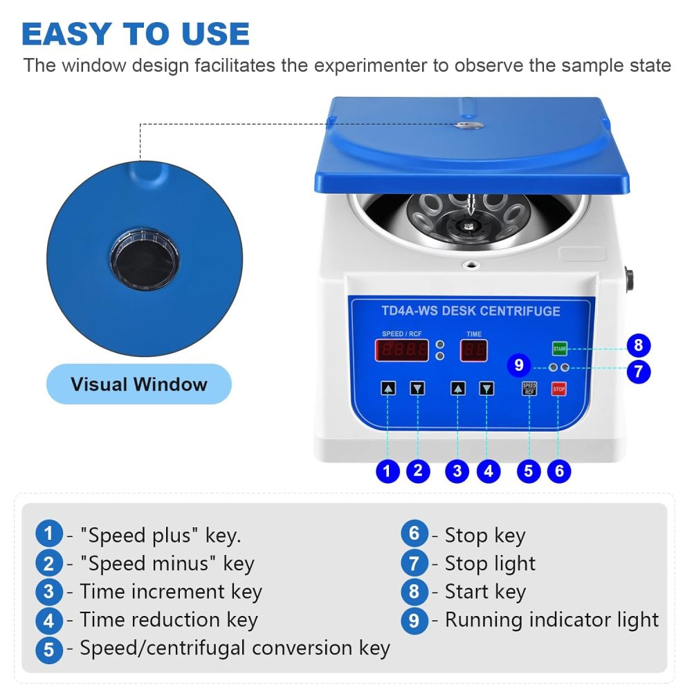 PRP Centrifuge Lab Desktop Centrifuge Machine with 12x15ML Place Rotor, 110 V Variable Speed 500-4,000 RPM Benchtop Centrifuge,90 Min Timer