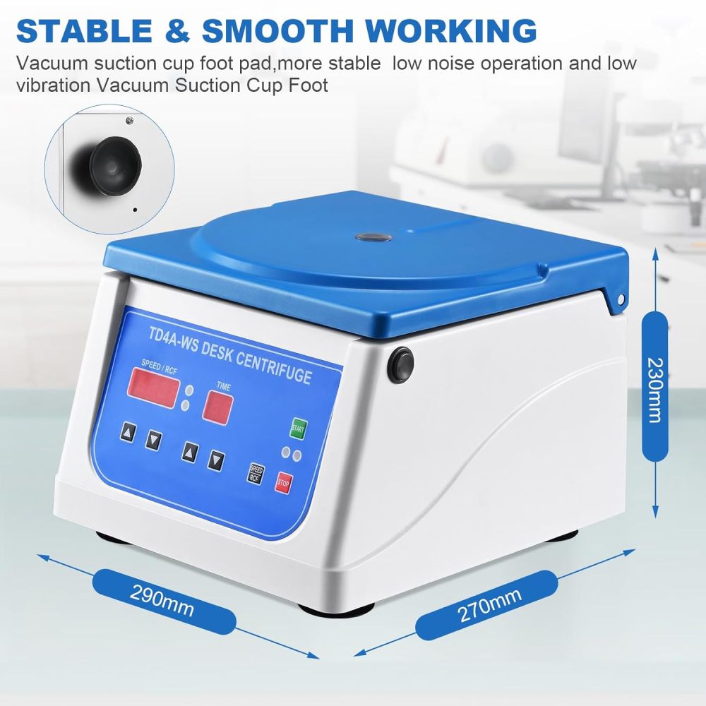 PRP Centrifuge Lab Desktop Centrifuge Machine with 12x15ML Place Rotor, 110 V Variable Speed 500-4,000 RPM Benchtop Centrifuge,90 Min Timer