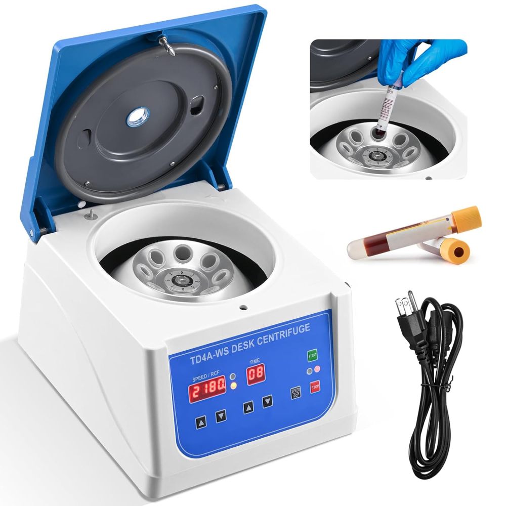 PRP Centrifuge Lab Desktop Centrifuge Machine with 12x15ML Place Rotor, 110 V Variable Speed 500-4,000 RPM Benchtop Centrifuge,90 Min Timer