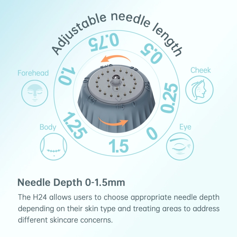 Portable Hydra Aqua Gold Microneedle HN24 Adjustable Needle Length Skin Care Rejuvenation