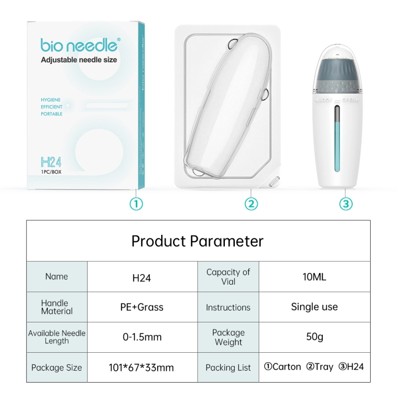 Portable Hydra Aqua Gold Microneedle HN24 Adjustable Needle Length Skin Care Rejuvenation