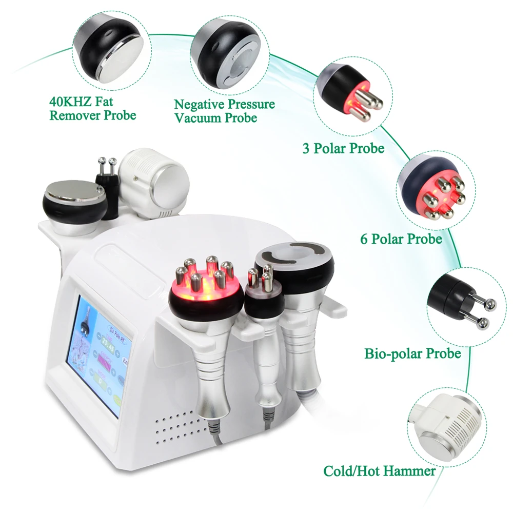 6in1 40k ultrasonic Cavitation RF Slimming Machine Freeze Cold hammer Cellulite Slimming Body Vacuum body face RF equipment Mini