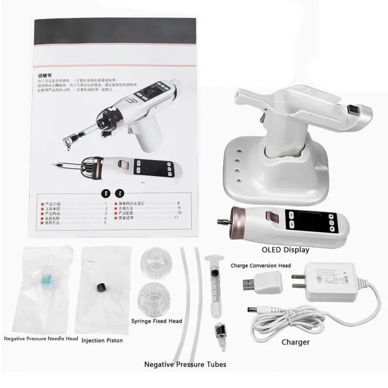 Portable Meso Gun Vacuum Injector Negative Pressure OLED Display Skin Care