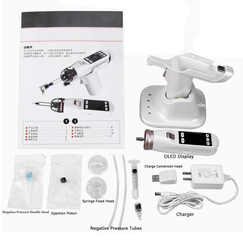 Portable Meso Gun Vacuum Injector Negative Pressure OLED Display Skin Care