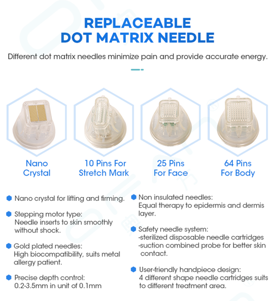 100pcs Disposable Fractional RF Machine Cartridge Consumable Gold Plated 10/25/64 Pins Nano Cartridges Accessory