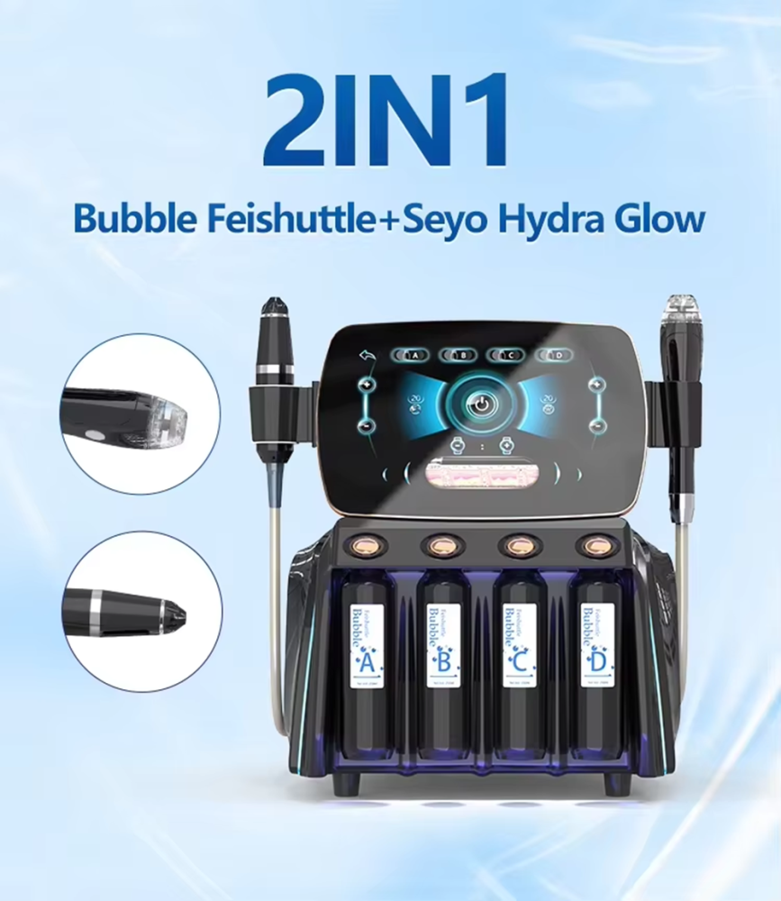 2in1 Bubble Feishuttle+Seyo HydraGlow Hydra Dermabrasion Face Cleansing Firming Repairing Hydration Moisturizing Facial Machine