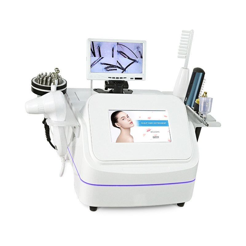Portable 7 in 1 Scrub Massager Brush and Scalp for Hair Growth Skin Analyzer and Camera Treatment Beauty Machine