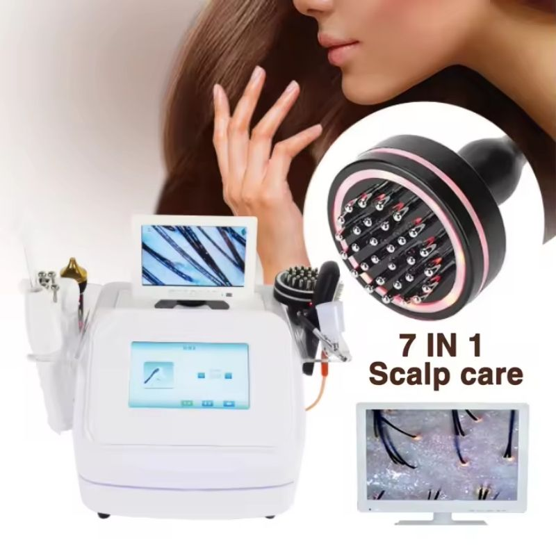Portable 7 in 1 Scrub Massager Brush and Scalp for Hair Growth Skin Analyzer and Camera Treatment Beauty Machine