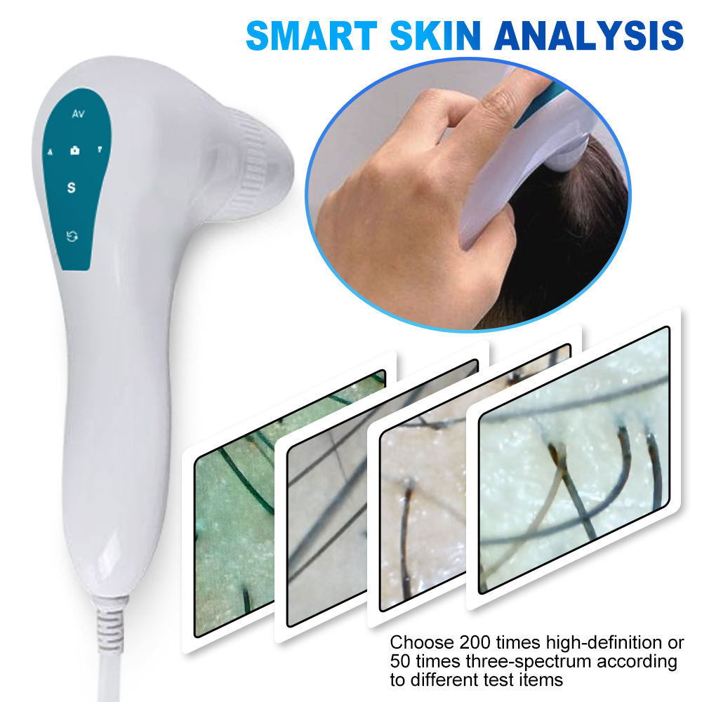 Portable 7 in 1 Scrub Massager Brush and Scalp for Hair Growth Skin Analyzer and Camera Treatment Beauty Machine