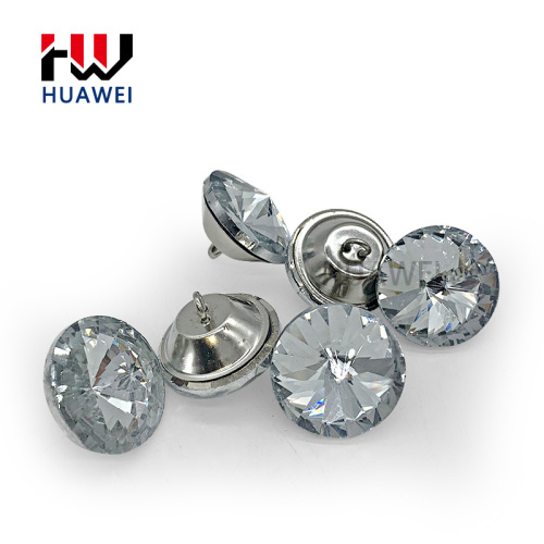 Factory Clear and Other Custom Color Satellite Crystal Upholstery Button Satellite Pattern Rhinestone Button With Iron Loop for Furniture