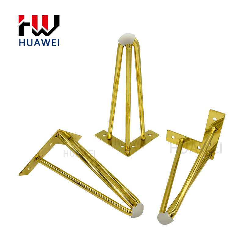 Modern New Style Golden Furniture Table Cabinet Foot Sofa Metal Gold Leg Triangle Feet for Best Selling Decorative Chair Legs