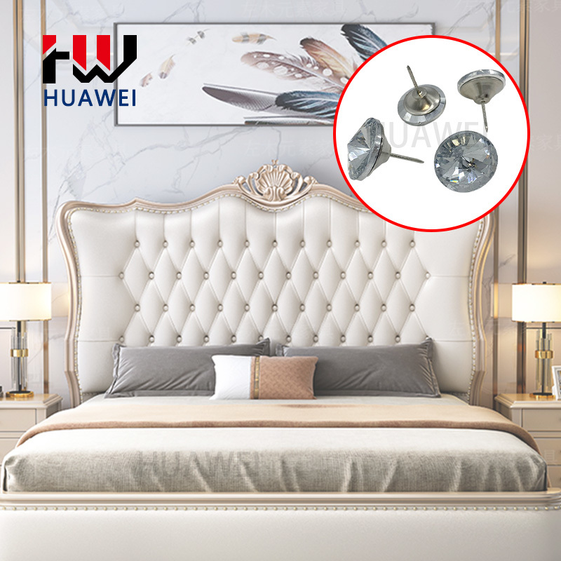 Factory Clear and Other Custom Color Satellite Crystal Upholstery Button Satellite Pattern Rhinestone Button With Iron Loop for Furniture