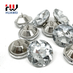 HUAWEI Bauhinia Clear Gem Custom Color Crystal Upholstery Button Gemstone Pattern Rhinestone Button With Iron Loop for Furniture