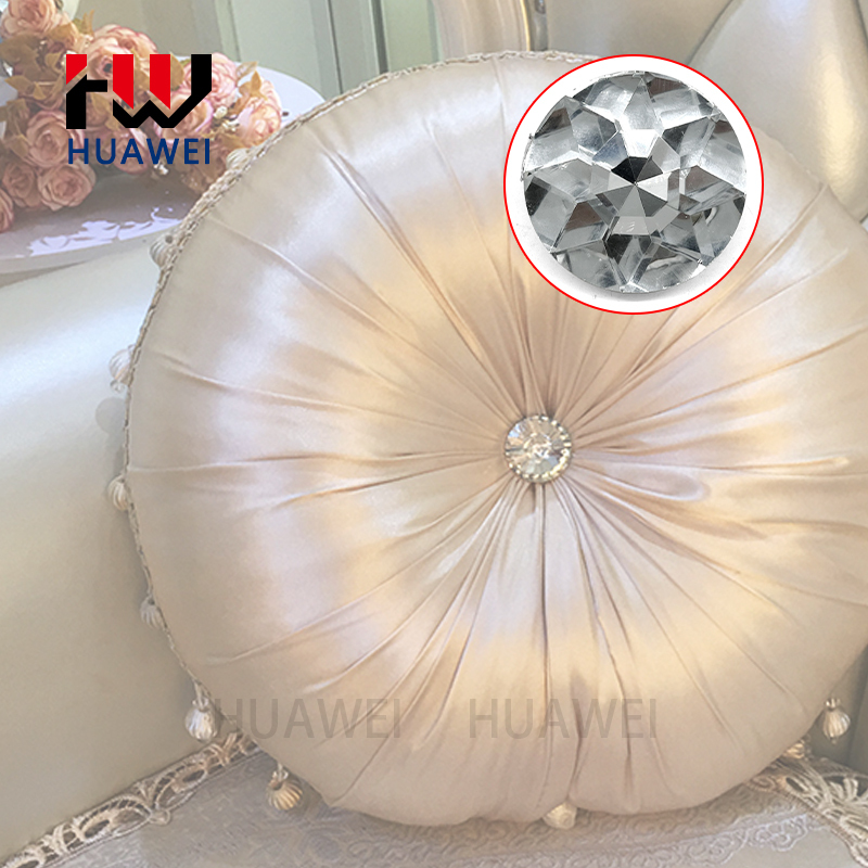 HUAWEI Bauhinia Clear Gem Custom Color Crystal Upholstery Button Gemstone Pattern Rhinestone Button With Iron Loop for Furniture