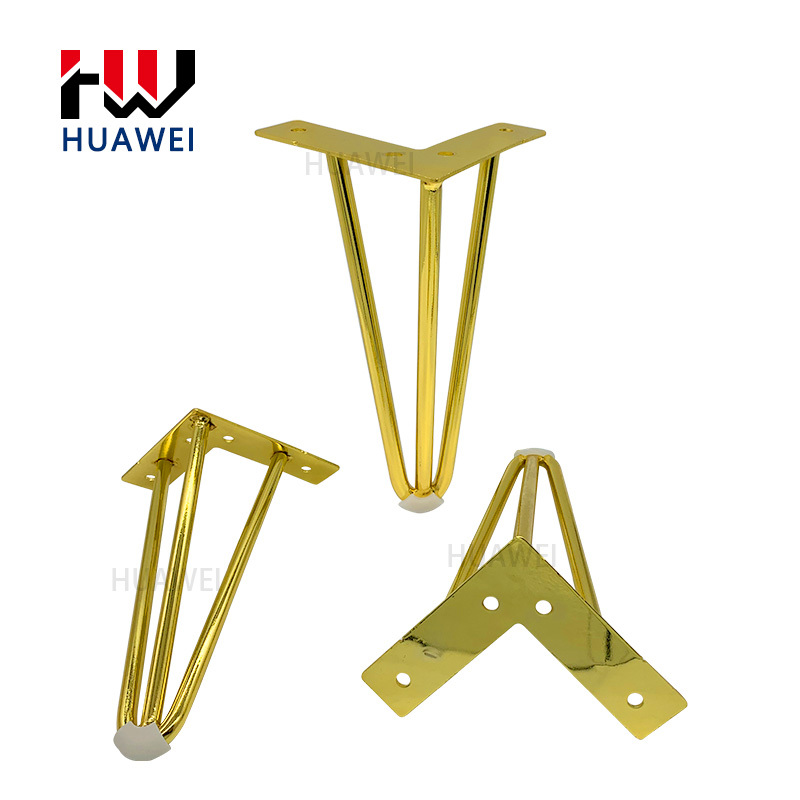 Modern New Style Golden Furniture Table Cabinet Foot Sofa Metal Gold Leg Triangle Feet for Best Selling Decorative Chair Legs