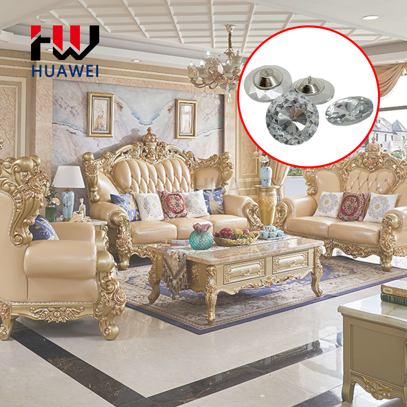 Gemstone Crystal Sofa Buttons Glass Button Wholesale Decorative Round Bauhinia Pattern Glass Sofas Upholstery Buckle for Furniture