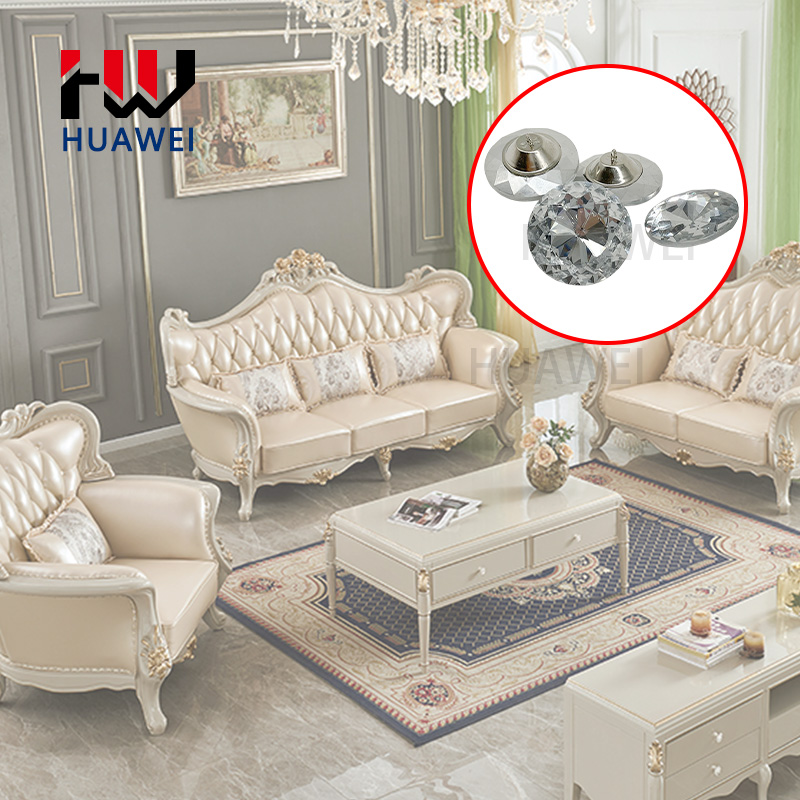 Gemstone Crystal Sofa Buttons Glass Button Wholesale Decorative Round Bauhinia Pattern Glass Sofas Upholstery Buckle for Furniture