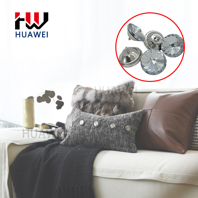 Factory Clear and Other Custom Color Satellite Crystal Upholstery Button Satellite Pattern Rhinestone Button With Iron Loop for Furniture