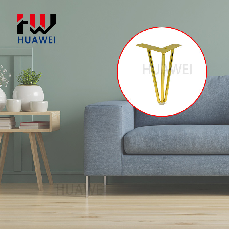Modern New Style Golden Furniture Table Cabinet Foot Sofa Metal Gold Leg Triangle Feet for Best Selling Decorative Chair Legs