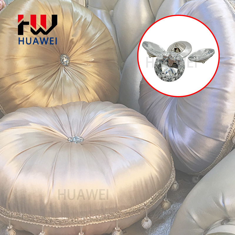 Gemstone Crystal Sofa Buttons Glass Button Wholesale Decorative Round Bauhinia Pattern Glass Sofas Upholstery Buckle for Furniture