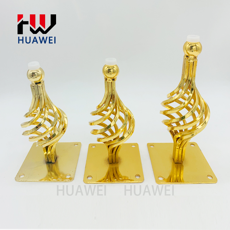 Cone Shape Furniture Sofa Legs Metal Couch Leg Coffee Table Cabinet Foot Gold Spiral Flower Pattern Bed Chair Feet Living Room