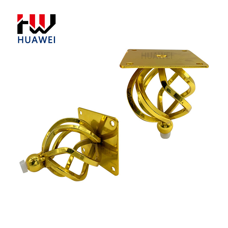 Round Shape Furniture Couch Legs Coffee Table Cabinet Foot Sofa Metal Gold Spiral Flower Pattern Leg Chair Feet for Living Room