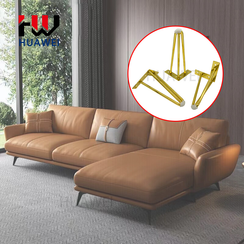 Modern New Style Golden Furniture Table Cabinet Foot Sofa Metal Gold Leg Triangle Feet for Best Selling Decorative Chair Legs