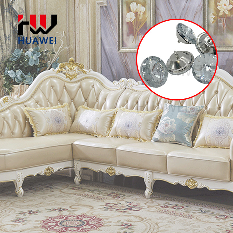 Factory Clear and Other Custom Color Satellite Crystal Upholstery Button Satellite Pattern Rhinestone Button With Iron Loop for Furniture