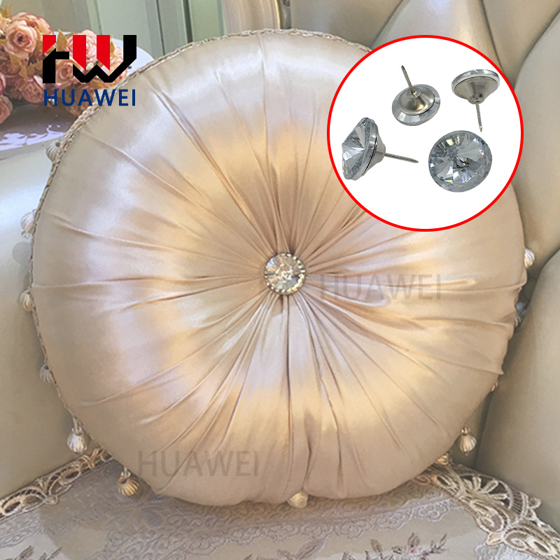 Factory Clear and Other Custom Color Satellite Crystal Upholstery Button Satellite Pattern Rhinestone Button With Iron Loop for Furniture