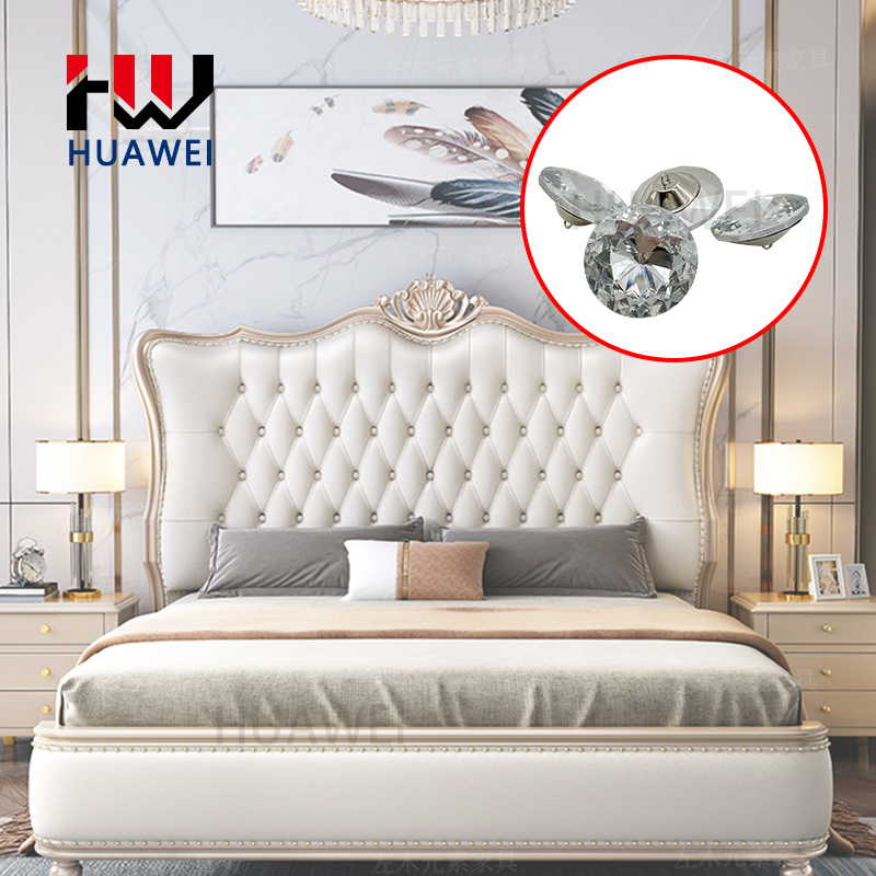 Gemstone Crystal Sofa Buttons Glass Button Wholesale Decorative Round Bauhinia Pattern Glass Sofas Upholstery Buckle for Furniture