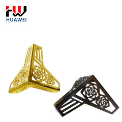 HUAWEI Plated Polished Y Shape Furniture Hardware Metal Sofa Foot Cabinet Base Foot Bed Legs Couch Leg with Rose Flower Pattern
