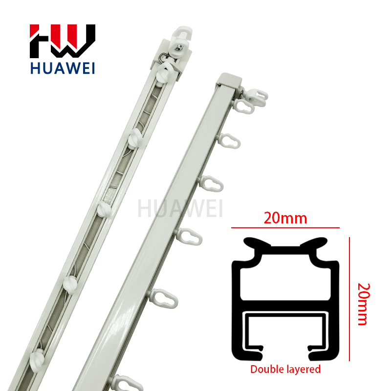 Huawei Curtain Tracks Manufacturer Aluminum Alloy S Wave Thick 2MM Silent Ceiling Balcony Poles Rail Curtain Track