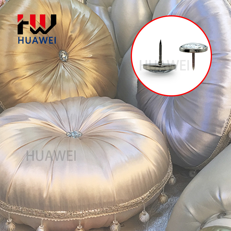 Chamfer with Needle Sofa Accessories Clear Custom Color Crystal Upholstery Button Rhinestone Button for Furniture