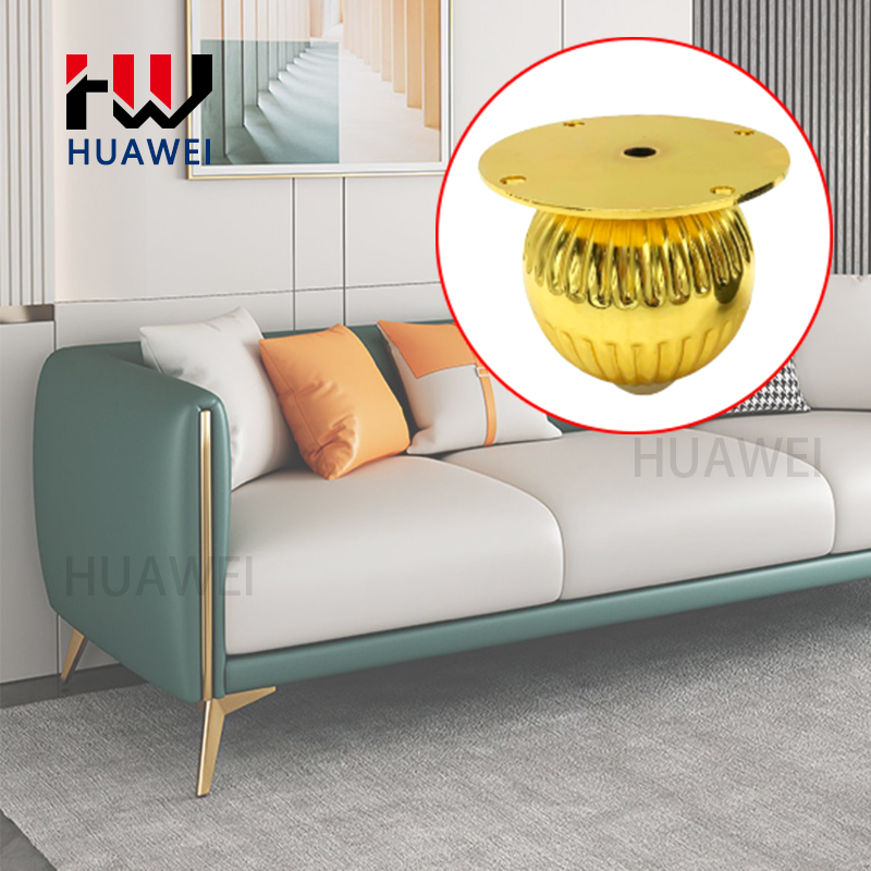 Huawei hardware furniture legs modern luxury chrome-plated spherical sofa legs golden metal furniture bed cabinet sofa legs