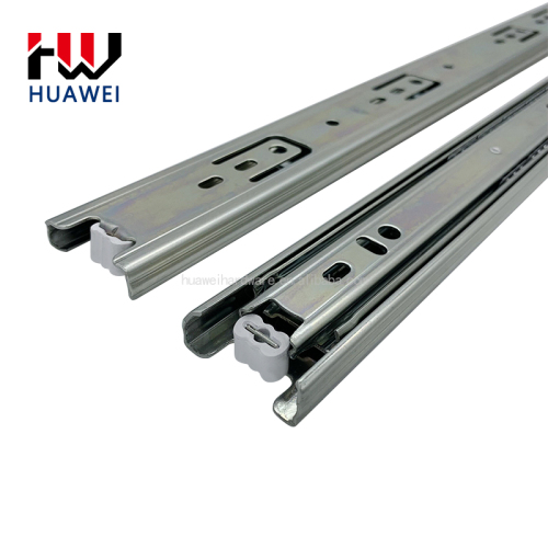 Huawei hardware 36mm/16 Inch Kitchen Metal Locking Ball Bearing Drawer Slides 3 Fold Telescopic Channel Slide Rails Furniture Wardrobe Runner