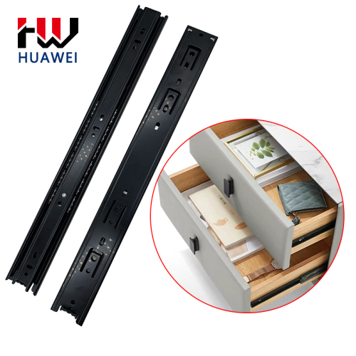 Huawei hardware 45mm Furniture Hardware Full extension 3 fold slides furniture hardware ball bearing drawer slides kitchen cabinet