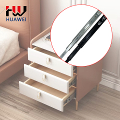 Huawei hardware 45mm Furniture Hardware Full extension 3 fold slides furniture hardware ball bearing drawer slides kitchen cabinet