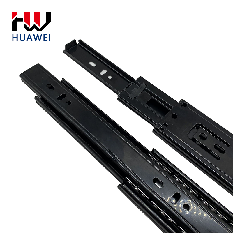 Huawei hardware 45mm Cushioning with Spring Slide Drawer Undermount Slides Full-extension 3 Fold Rebound Style Frame Ball Bearing Rails