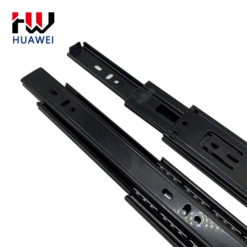 Huawei hardware 45mm Cushioning with Spring Slide Drawer Undermount Slides Full-extension 3 Fold Rebound Style Frame Ball Bearing Rails