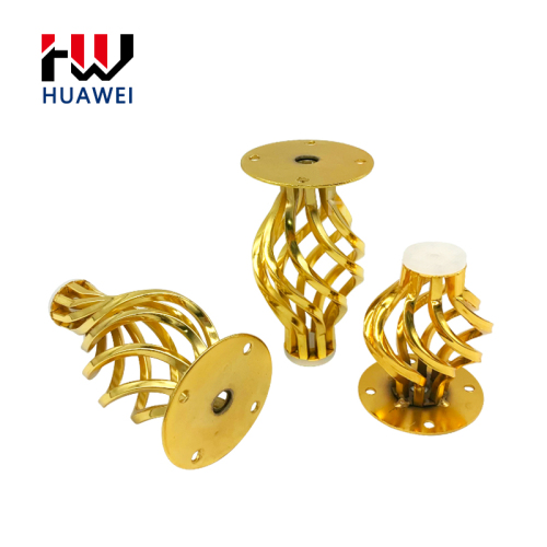 Huawei hardware Round Shape Furniture Couch Legs Coffee Table Cabinet Foot Sofa Metal Gold Spiral Flower Pattern Leg Chair Feet for Living Room