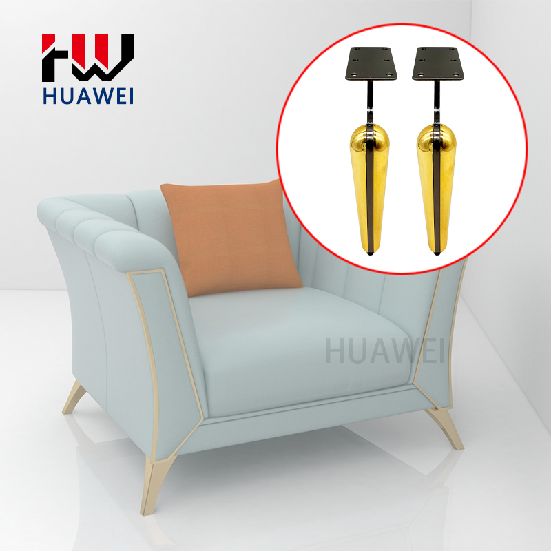 Huawei hardware Factory Supply New Luxury L Shape Sickle Hardware Feet Tv Cabinet Table Bed Sofa Legs Gold Furniture Leg