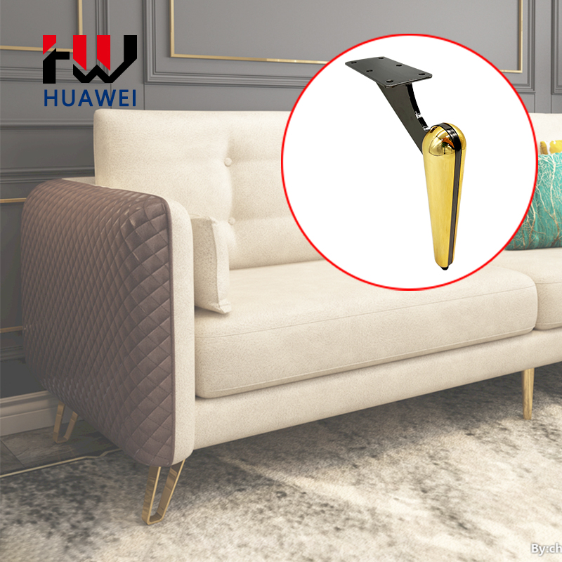 Huawei hardware Factory Supply New Luxury L Shape Sickle Hardware Feet Tv Cabinet Table Bed Sofa Legs Gold Furniture Leg