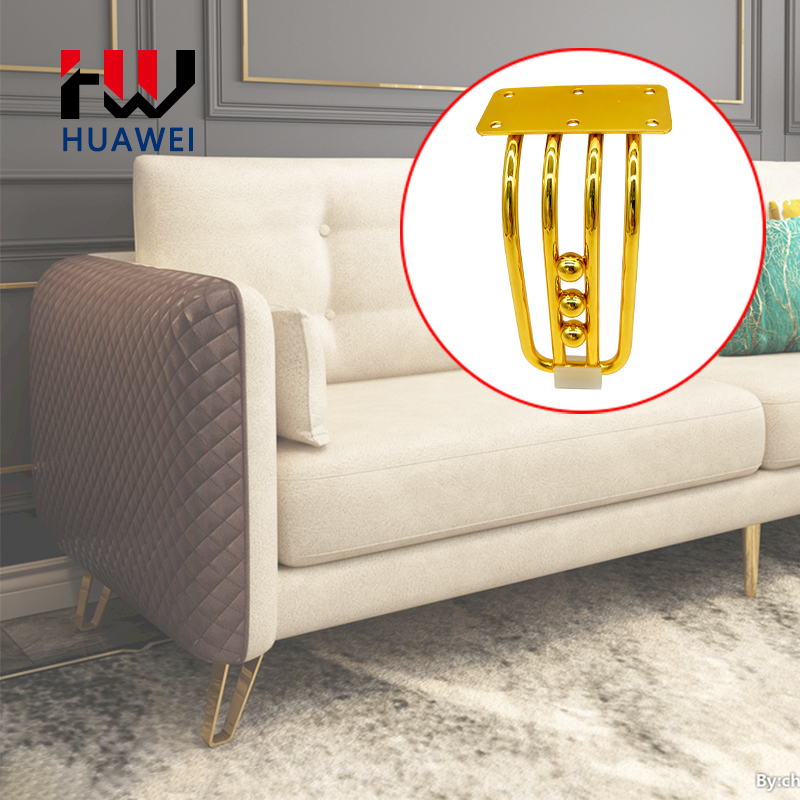Huawei hardware Factory Price Furniture Decorative Sofa Hardware Cabinet Table Bed Legs Golden Iron Furniture Sofa Legs