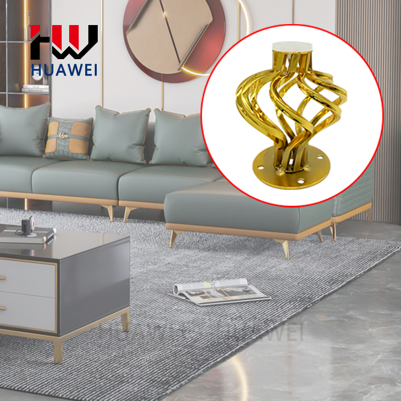 Huawei hardware Manufacturer Furniture Accessories Metal Bed Feet Couch Chrome Legs Triangl Sofa Leg