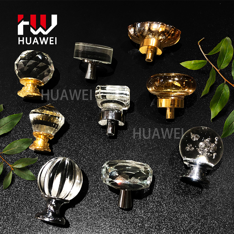 HUAWEI Hardware Accessories Zinc Alloy Wardrobe Knob Pull Kitchen Cabinet Drawer Sphere Ball 30mm Crystal Furniture Handle