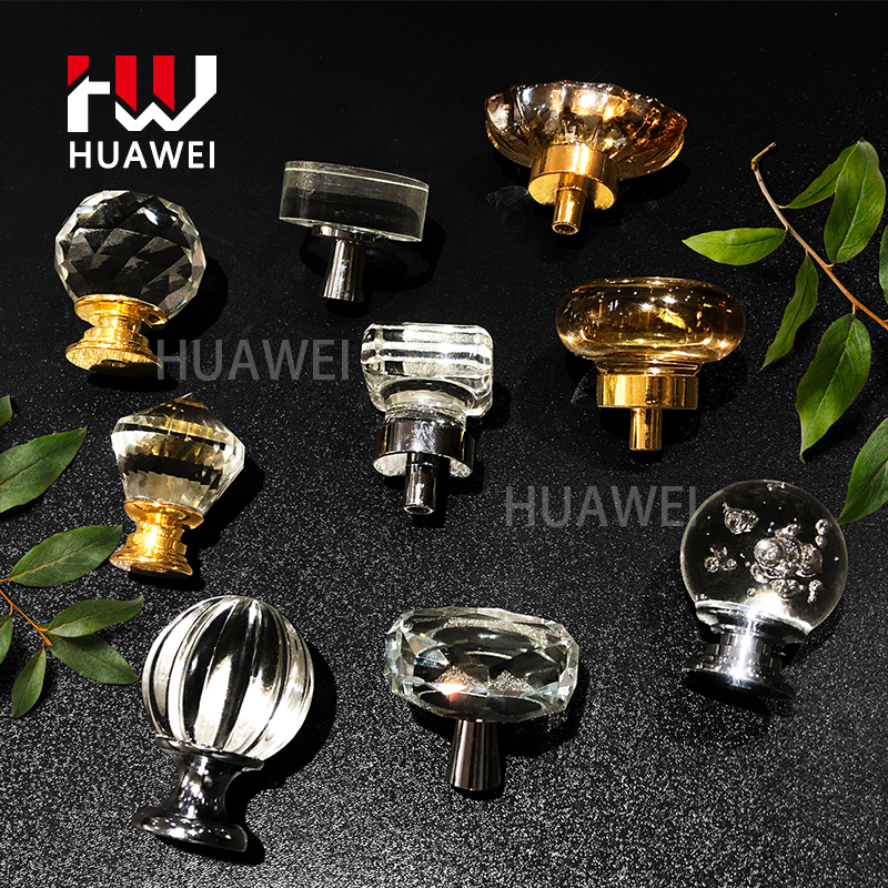 HUAWEI Hardware Accessories Zinc Alloy Wardrobe Knob Pull Kitchen Cabinet Drawer Sphere Ball 30mm Crystal Furniture Handle