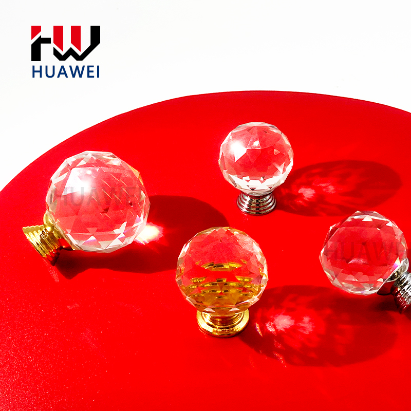 HUAWEI Hardware Accessories Zinc Alloy Wardrobe Knob Pull Kitchen Cabinet Drawer Sphere Ball 30mm Crystal Furniture Handle